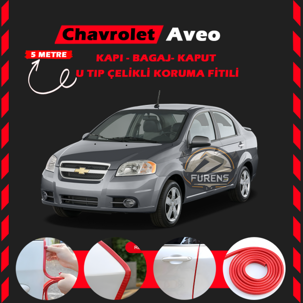 Chevrolet Aveo Oto Araç Kapı Koruma Fitili 5metre Parlak Kırmızı Renk ürün görseli 1