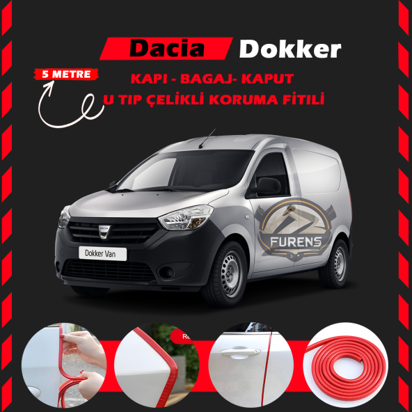 Dacia Dokker Oto Araç Kapı Koruma Fitili 5metre Parlak Kırmızı Renk ürün görseli 1