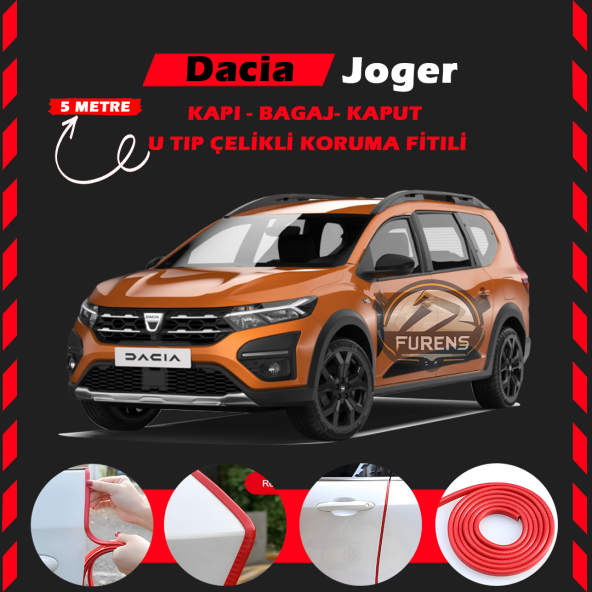 Dacia Joger Oto Araç Kapı Koruma Fitili 5metre Parlak Kırmızı Renk ürün görseli 1