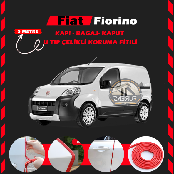 Fiat Fiorino Oto Araç Kapı Koruma Fitili 5metre Parlak Kırmızı Renk ürün görseli 1