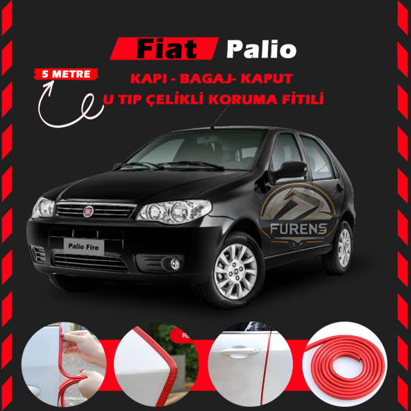 Fiat Palio Oto Araç Kapı Koruma Fitili 5metre Parlak Kırmızı Renk ürün görseli 1