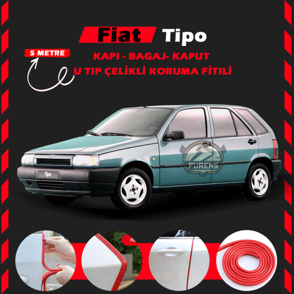 Fiat Tipo Oto Araç Kapı Koruma Fitili 5metre Parlak Kırmızı Renk ürün görseli 1