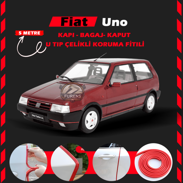 Fiat Uno Oto Araç Kapı Koruma Fitili 5metre Parlak Kırmızı Renk ürün görseli 1