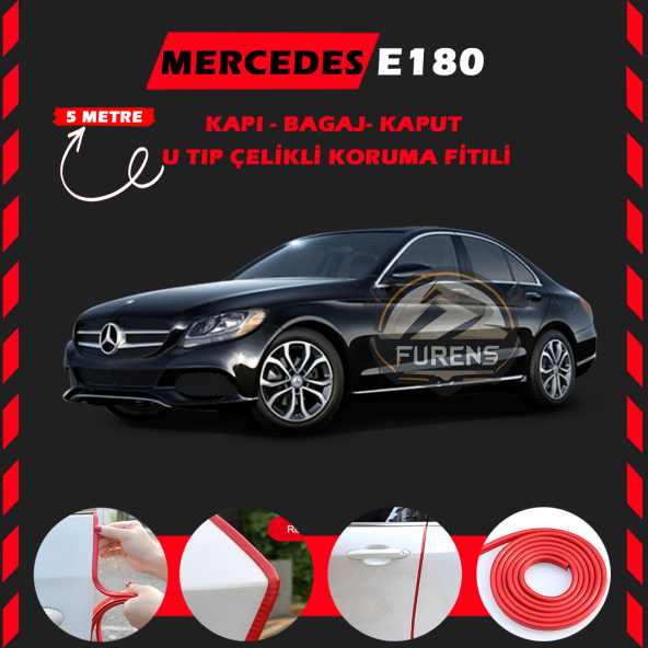 Mercedes E180 Oto Araç Kapı Koruma Fitili 5metre Parlak Kırmızı Renk ürün görseli 1