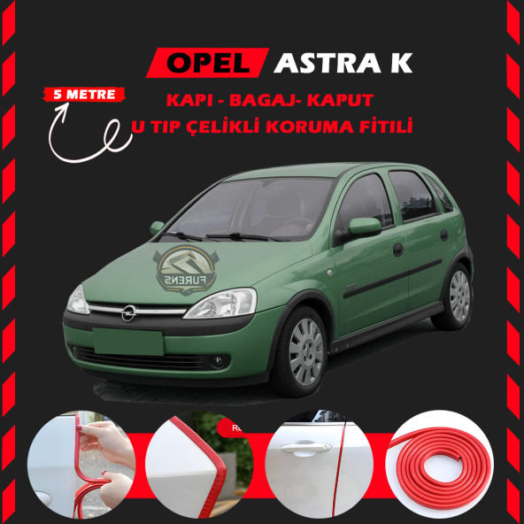 Opel Corsa C Oto Araç Kapı Koruma Fitili 5metre Parlak Kırmızı Renk ürün görseli 1