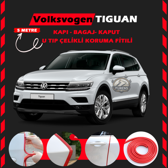 Volksvogen Tiguan Oto Araç Kapı Koruma Fitili 5metre Parlak Kırmızı Renk ürün görseli 1