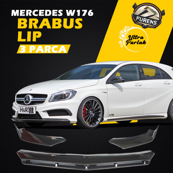 Mercedes Benz W176 2012-2018 Uyumlu Brabus Ön Lip 3 Parça Kanatlı Lip ürün görseli 1