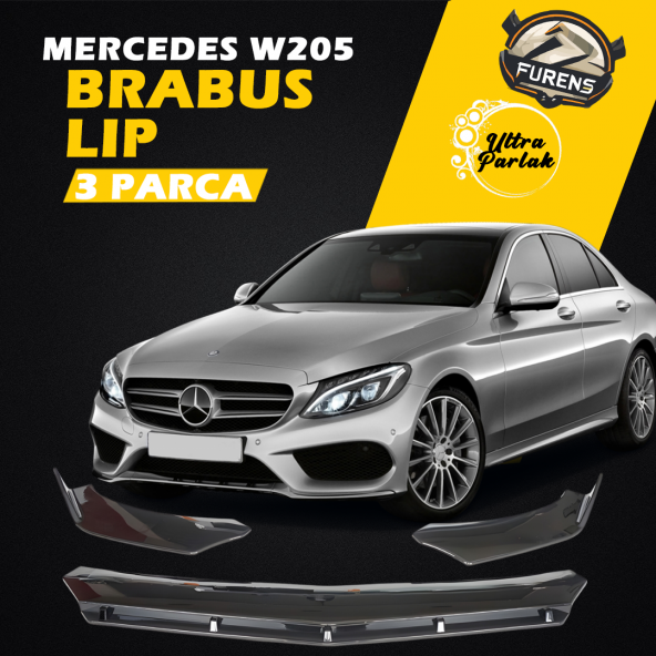 Mercedes W205 C Serisi 2015 Sonrası Uyumlu Brabus Ön Lip 3 Parça Kanatlı Lip ürün görseli 1