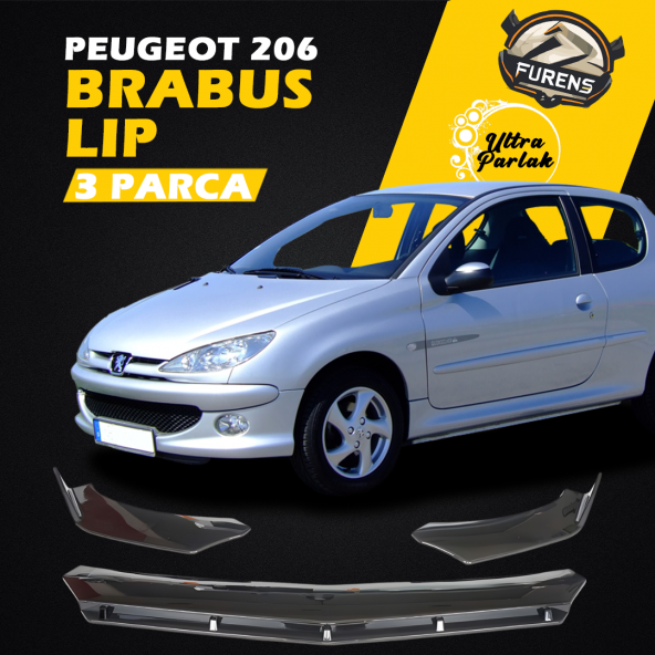 Peugeot 206 1998-2012 Uyumlu Brabus Ön Lip 3 Parça Kanatlı Lip ürün görseli 1