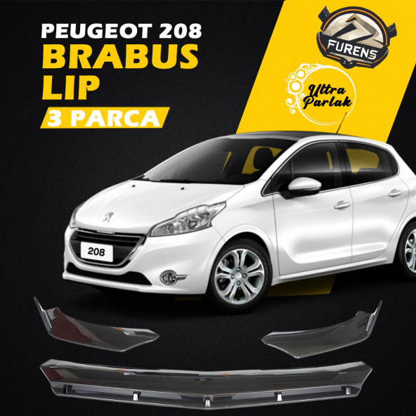 Peugeot 208 2012-2018 Uyumlu Brabus Ön Lip 3 Parça Kanatlı Lip ürün görseli 1