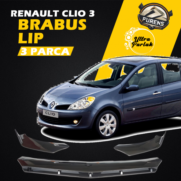 Renault Clio 3 2005-2009 Uyumlu Brabus Ön Lip 3 Parça Kanatlı Lip ürün görseli 1