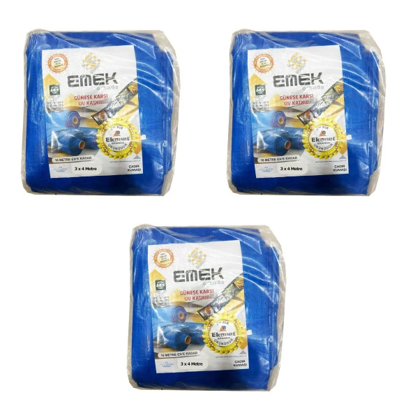 Emek Çadır Kumaşı Branda Tente UV Güneşlik Gölgelik Koruma Yağmur Su Geçirmez - 3x4 Metre - 3 Paket ürün görseli 1