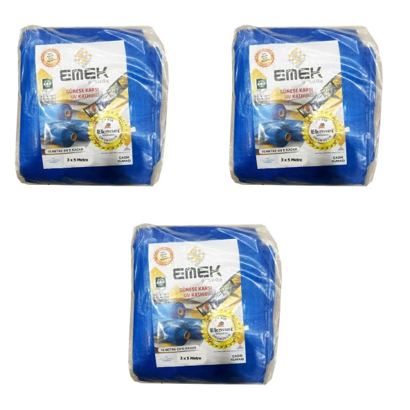 Emek Çadır Kumaşı Branda Tente UV Güneşlik Gölgelik Koruma Yağmur Su Geçirmez - 3x5 Metre - 3 Paket ürün görseli 1