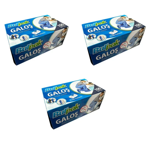 Burpak Tek Kullanımlık Kalın Pratik Kutulu Galoş - Mavi - 100 Adetlik 3 Paket ürün görseli 1