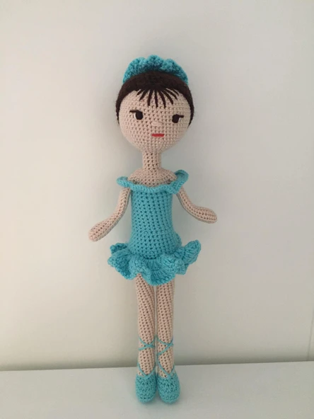 Mavi Balerin Bebek Amigurumi Organik Oyuncak ürün görseli 1