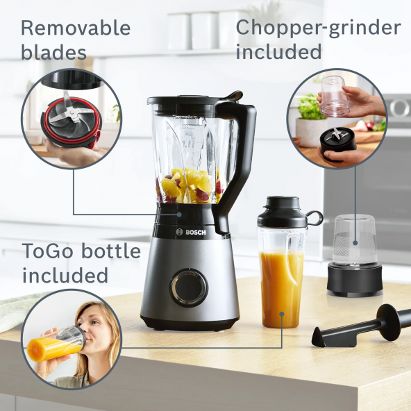 Bosch MMB6177S VitaPower 1200 W Blender Seti - Resim 2