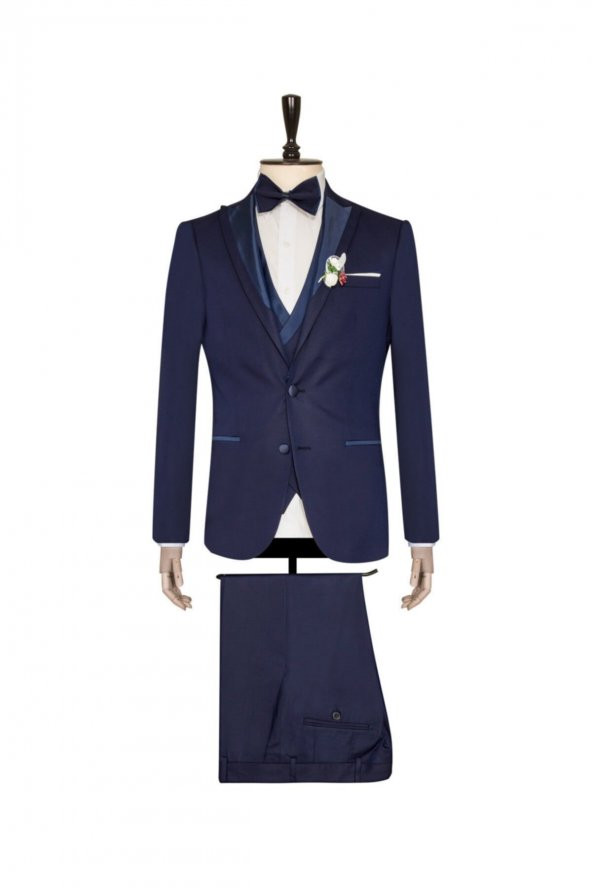 Yelekli Lacivert Slim Fit Damatlık Takım ürün görseli 1