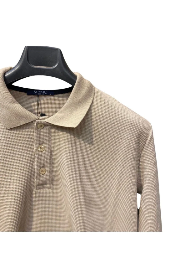 WAFFLE DESENLİ POLO YAKA KAZAK - Resim 2