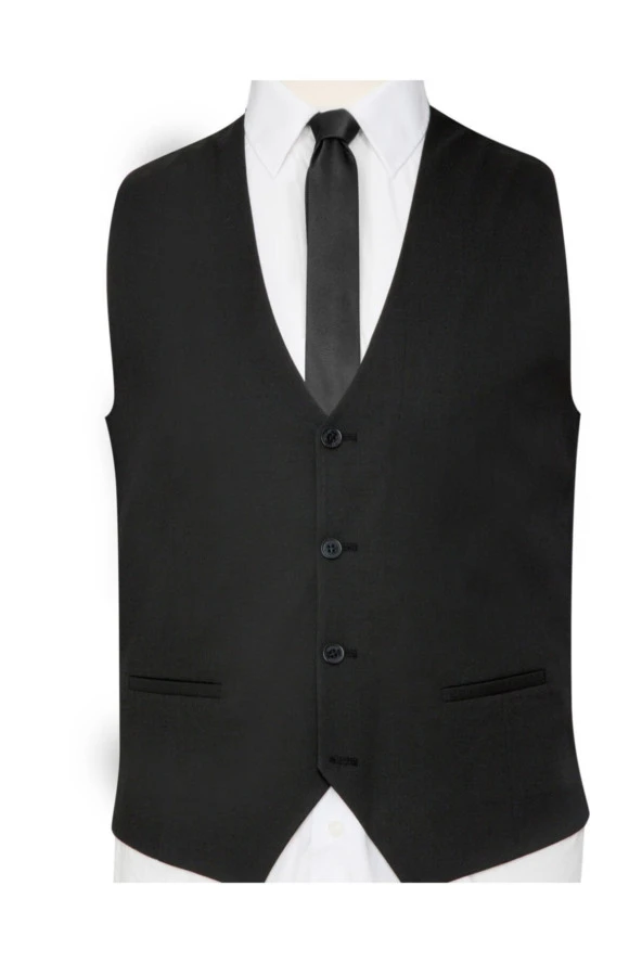 Slim Fit Tek Yelek Lacivert - Resim 2