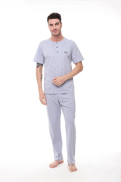 Pijadore 1411 Erkek Büyük Beden Kısa Kollu Düğmeli Pijama Takım ürün görseli 1