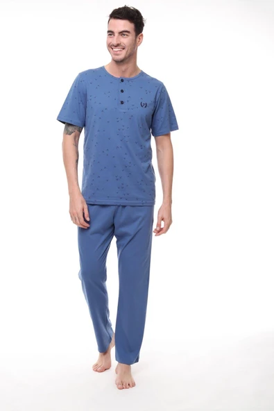 Pijadore 1411 Erkek Kısa Kollu Düğmeli Pijama Takım ürün görseli 1