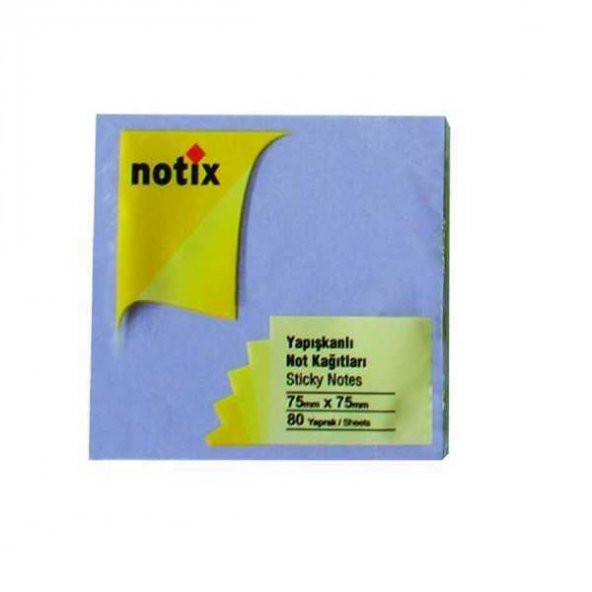 Notix Yapışkanlı Not Kağıdı 75 mm x 75 mm 100 Yaprak - Mor ürün görseli 1