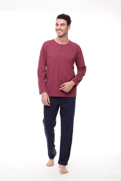 Pijadore 1404 Erkek Uzun Kollu Düğmeli Pijama Takım ürün görseli 1