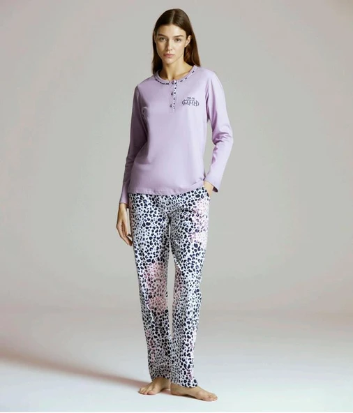 Pijapia 2224 Kadın Zebralı Uzun Kollu Pijama Takımı ürün görseli 1