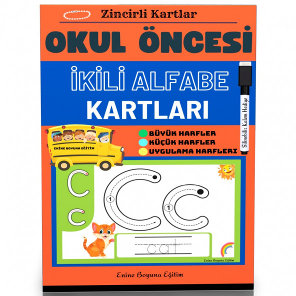 Zincirli Alfabe Çalışma Kartları (Laminasyonlu) ürün görseli 1