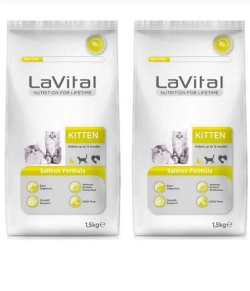 Lavital Somon Balıklı Yavru Kedi Maması 1,5 Kg*2 Adet ürün görseli 1