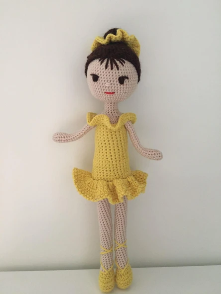 Sarı Balerin Bebek Amigurumi Organik Oyuncak ürün görseli 1