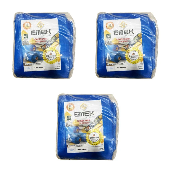 Emek Çadır Kumaşı Branda Tente UV Güneşlik Gölgelik Koruma Yağmur Su Geçirmez - 4x4 Metre - 3 Paket ürün görseli 1