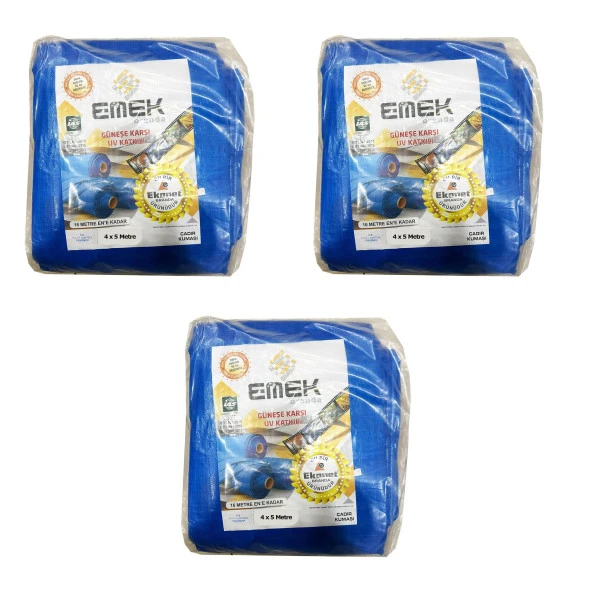 Emek Çadır Kumaşı Branda Tente UV Güneşlik Gölgelik Koruma Yağmur Su Geçirmez - 4x5 Metre - 3 Paket ürün görseli 1