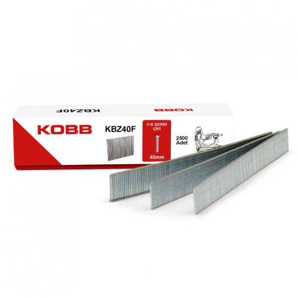KOBB KBZ40F 40mm 2500 Adet F/E/J/8 Serisi Ağır Hizmet Tipi Kesik Başlı Çivi ürün görseli 1