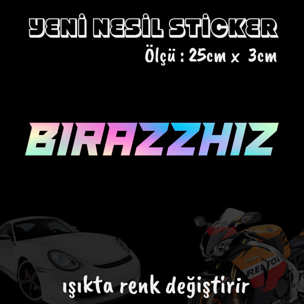 Biraz Hız sticker -  2 adet Araba motosiklet yazıları  Hologram etiket yapıştırma ürün görseli 1
