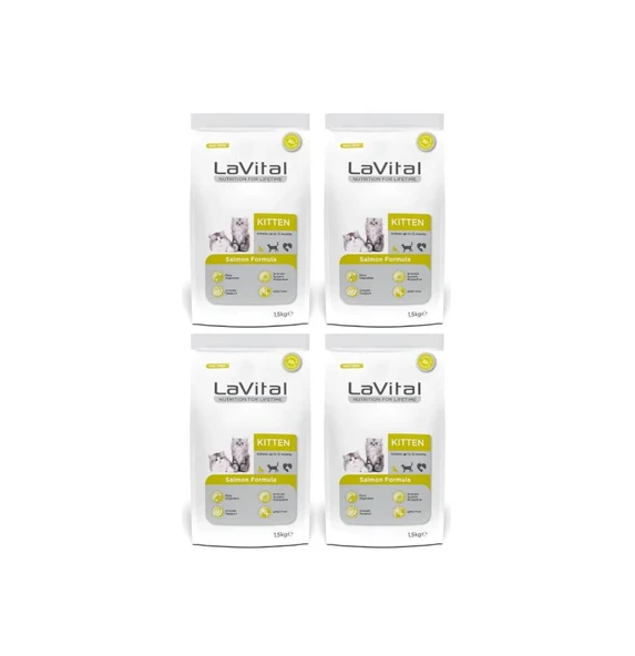 Lavital Somon Balıklı Yavru Kedi Maması 1,5 Kg*4 Adet ürün görseli 1