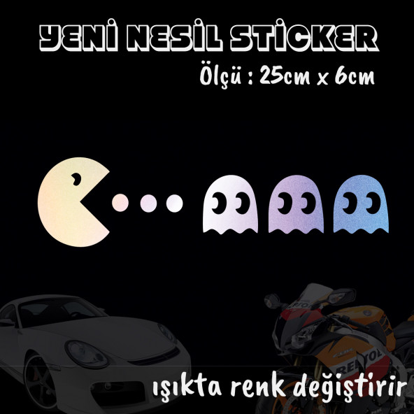 pacman sticker - Hologram etiket yapıştırma 2 adet ürün görseli 1