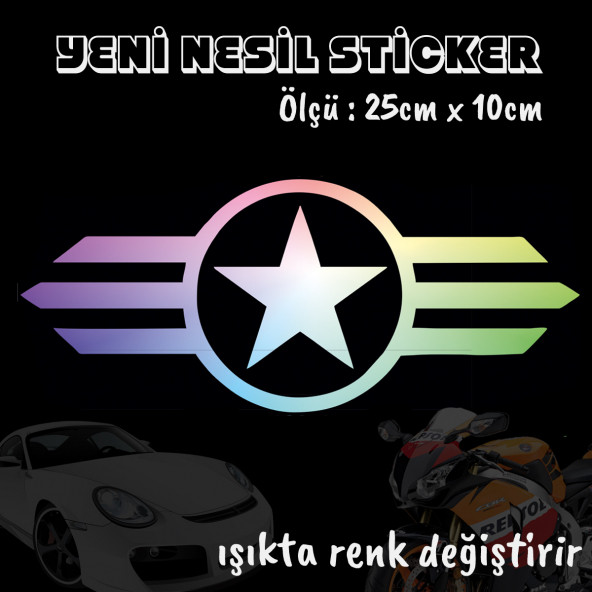 Askeri yıldız sticker - Hologram etiket yapıştırma 2 adet ürün görseli 1