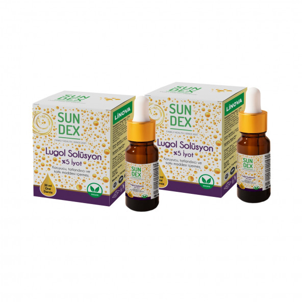 SUNDEX 2li Paket Lugol Solüsyon Yüzde 5 İyot 30 ml Damla ürün görseli 1