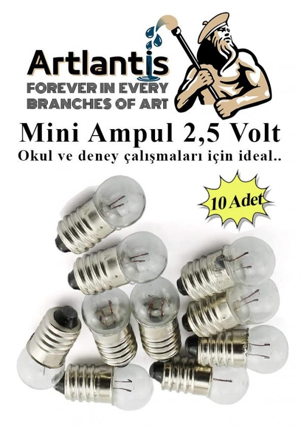 Mini Ampul 2,5 Volt 10 Adet 1 Paket Küçük Elektrik Deney Ampulü 2.5 v Okul Sınıf Elektrik Devre Deney Ampulü ürün görseli 1