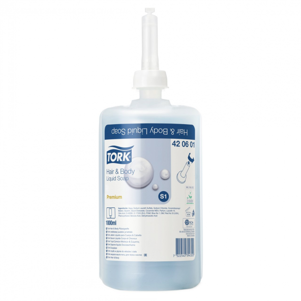 Tork Saç ve Vücut Sıvı Sabun Premium 1 Litre (420601) ürün görseli 1