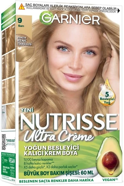 Garnier Nutrisse Yoğun Besleyici Kalıcı Krem Saç Boyası 9 Sarı ürün görseli 1