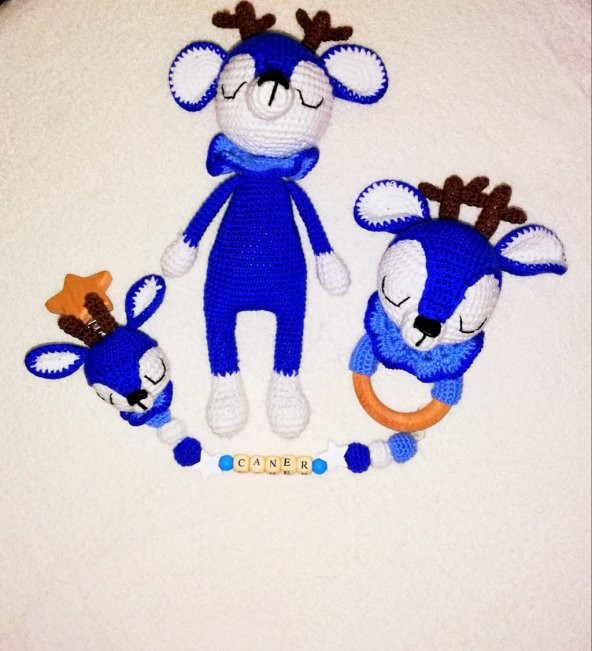Uykucu Geyik Uyku Arkadaşı Takımı Amigurumi Organik Oyuncak ürün görseli 1
