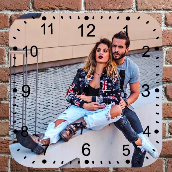 28 Cm Kare Duvar Saati Kişiye Özel Model 3 ürün görseli 1