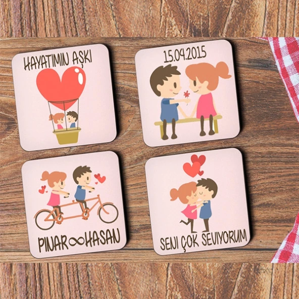 Kare Bardak Altlığı Kişiye Özel ürün görseli 1