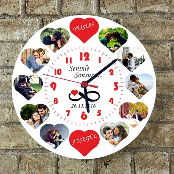 28 Cm Yuvarlak Duvar Saati Kişiye Özel Model 9 ürün görseli 1