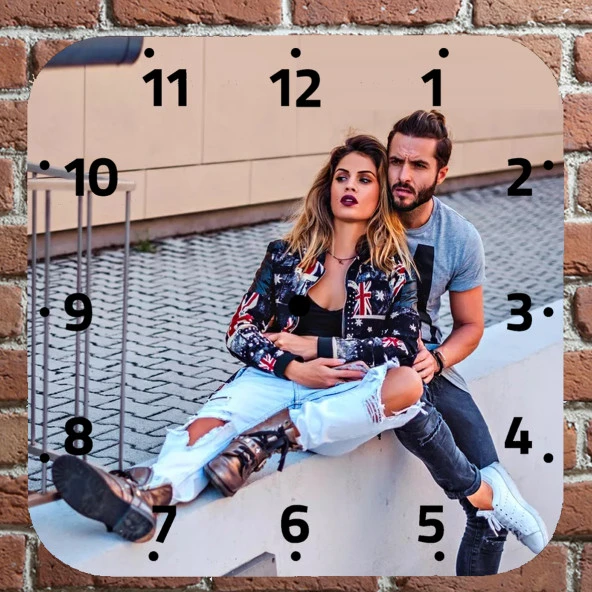 28 Cm Kare Duvar Saati Kişiye Özel Model 2 ürün görseli 1