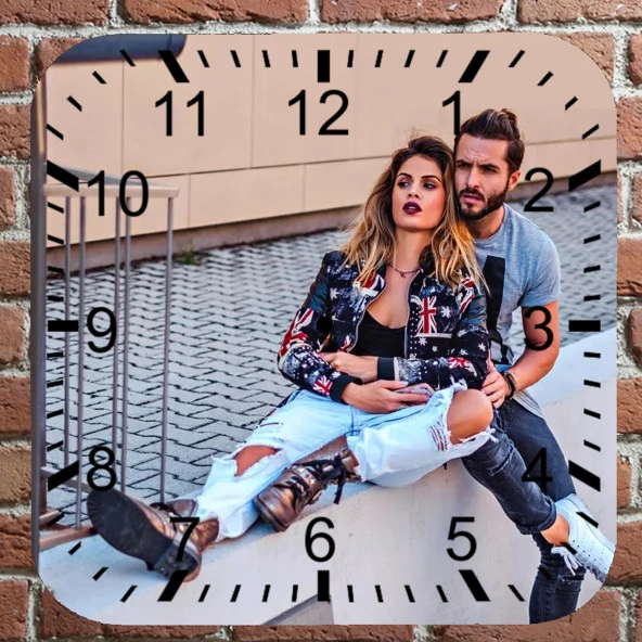 28 Cm Kare Duvar Saati Kişiye Özel Model 1 ürün görseli 1