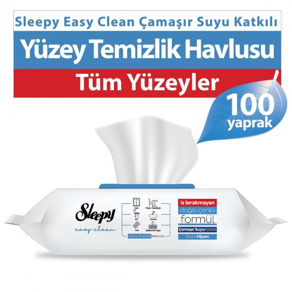 Sleepy Easy Clean Çamaşır Suyu Katkılı Yüzey Temizlik Havlusu 100 Yaprak 3 Paket ürün görseli 1