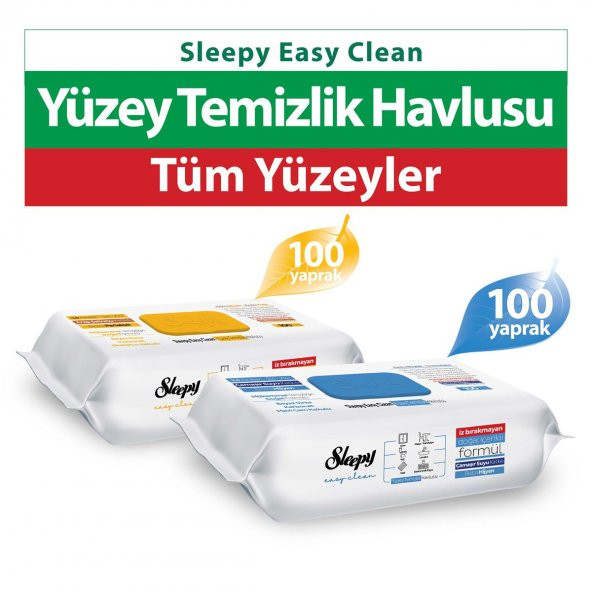 Sleepy Easy Clean Arap Sabunu + Çamaşır Suyu Katkılı Yüzey Temizlik Havlusu 100+100 (200 Yaprak) ürün görseli 1